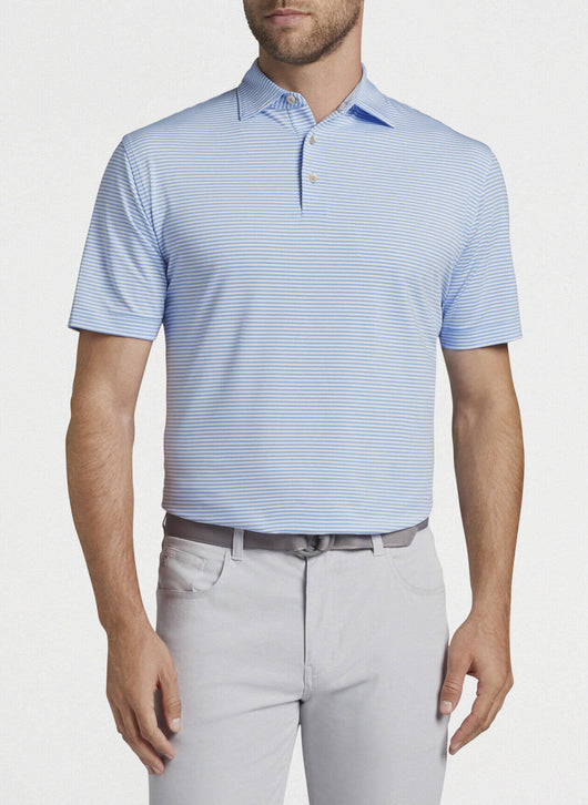 Polo - Peter Millar - Light Blue Striped - Jefferson's Logo